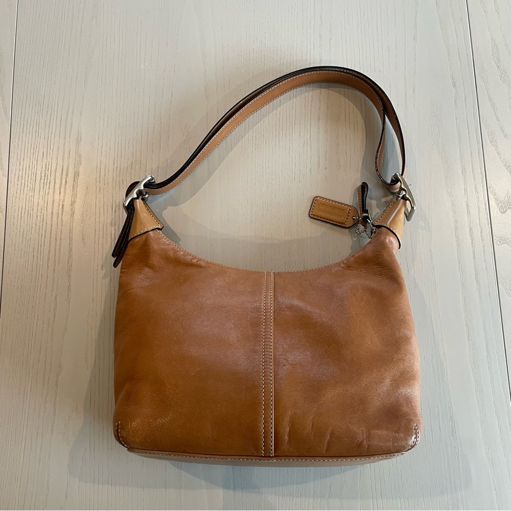 Coach Vintage Leather Legacy Bag British Tan 9566 Convertible Shoulder Y2K Rare - Picture 2 of 11